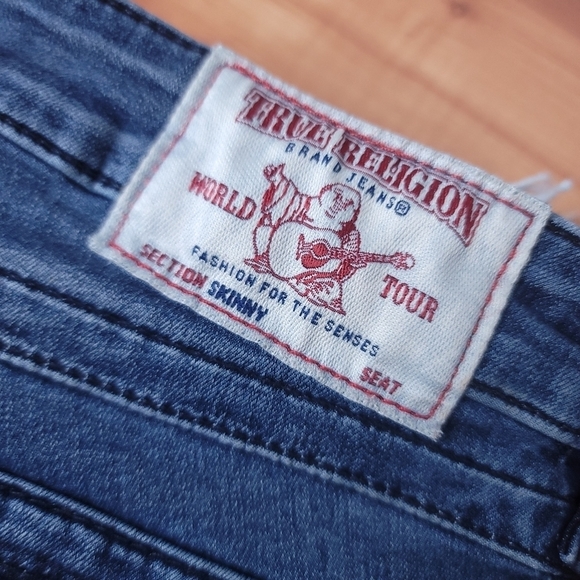 TRUE RELIGION  CURVY SKINNY FLP MIDNIGHT SN WASH RAW Hem Size26 - Picture 4 of 11